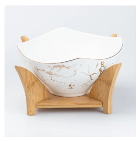 Porcelain Bowl Salad Bowl With Wooden Holder