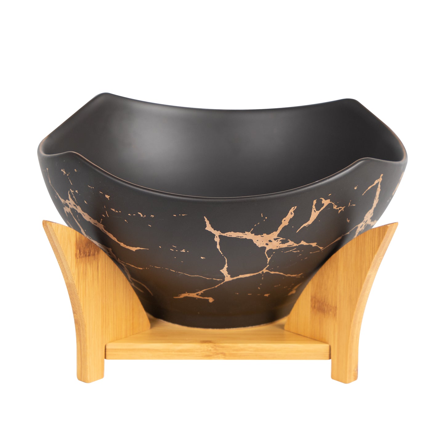Porcelain Bowl Salad Bowl With Wooden Holder