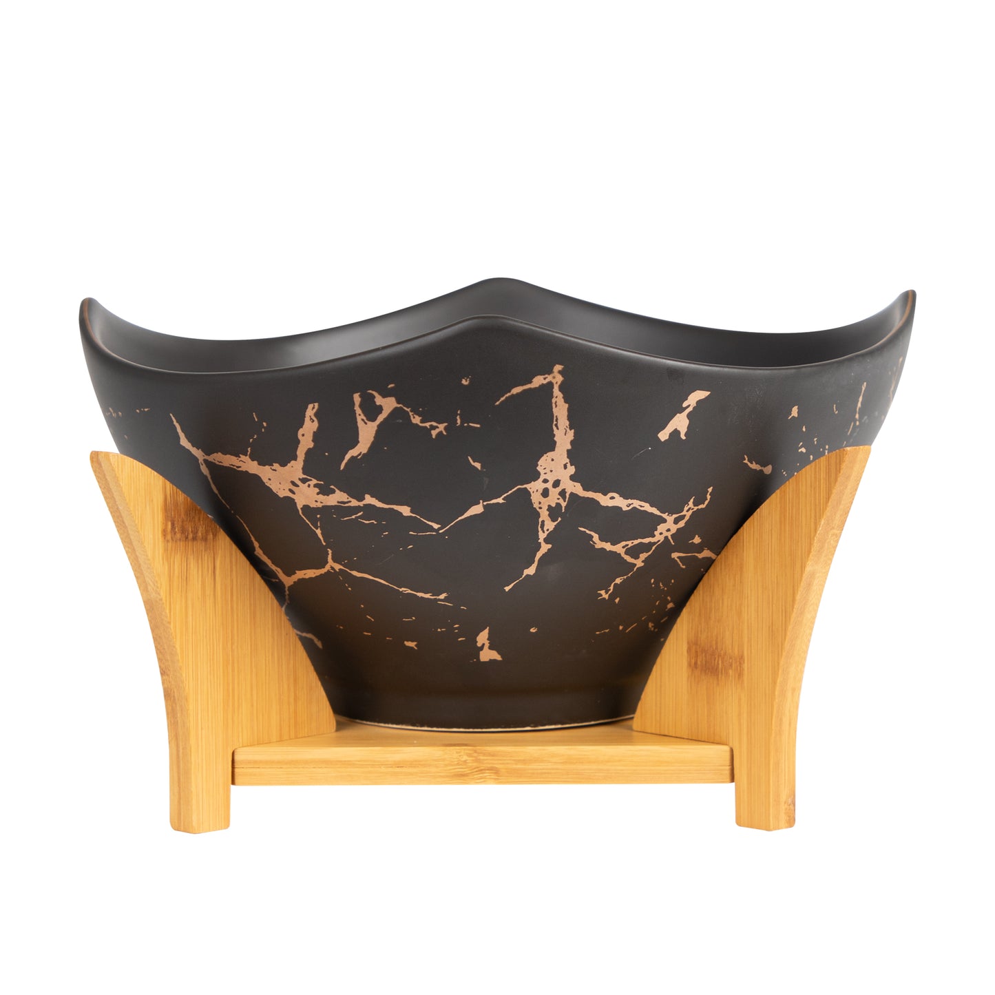 Porcelain Bowl Salad Bowl With Wooden Holder