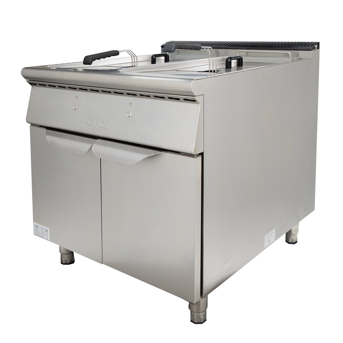 Grace commercial double gas fryer with cabinet double tank double basket fryer