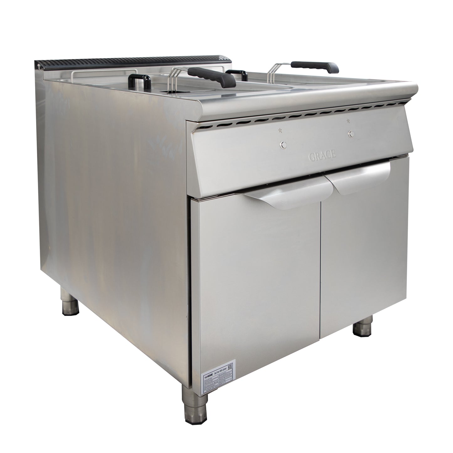 Grace commercial double gas fryer with cabinet double tank double basket fryer