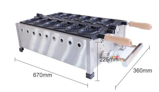 New Design Commercial Snack Bar Equipment Waffle Maker Stainless Steel Gas Taiyaki Machine